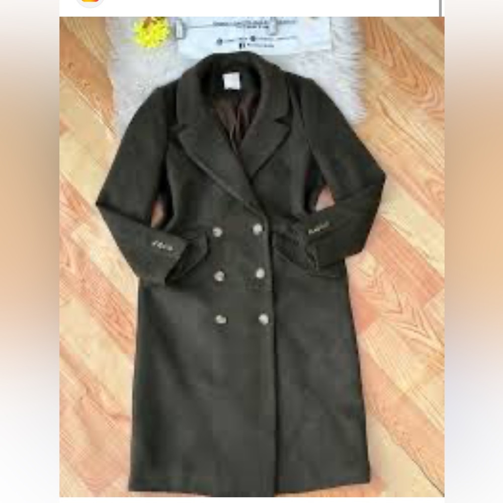 H&M Women's khaki Double-Breasted Coat